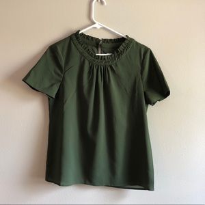J Crew Short Sleeved Green Top 8 Petite